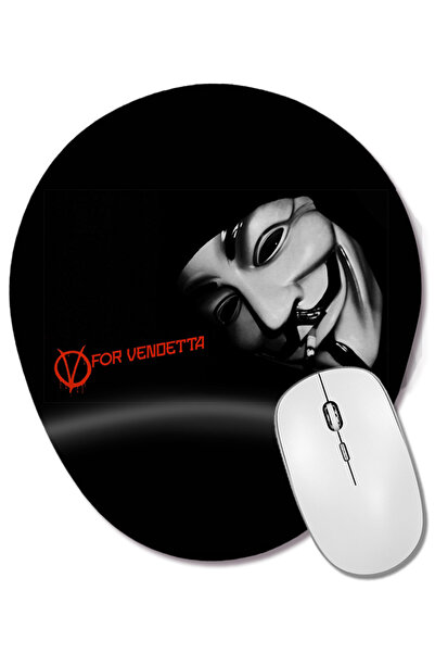 BASKI DÜNYASI Mouse Pad oval V For Vendetta cu suport pentru încheietura mâinii
