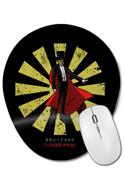 BASKI DÜNYASI Tuxedo Mask Retro Japanese Sailor Moon Mouse Pad oval cu suport...