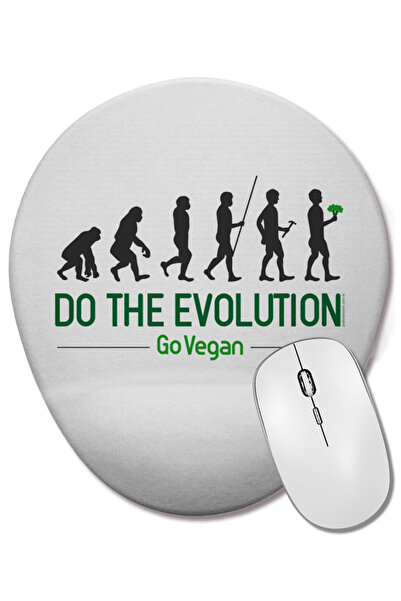 BASKI DÜNYASI Mouse Pad oval cu suport pentru încheietura mâinii Do The Evolution Go Vegan