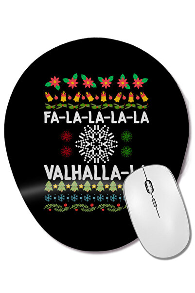 BASKI DÜNYASI Fa La La La Valhalla La Viking God Ugly Christmas Mouse Pad ova...
