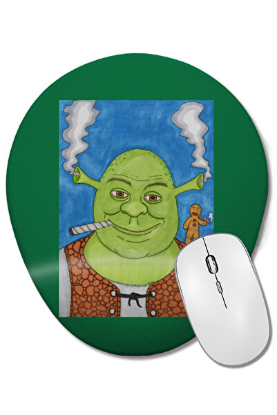 BASKI DÜNYASI Mouse Pad oval Shrek și Gingi cu suport pentru încheietura mâinii