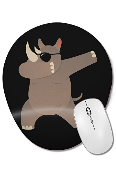 BASKI DÜNYASI Dabbing Rhino Rhinoceros Dab Animal 01 Mouse Pad oval cu suport pentru încheietura mâinii