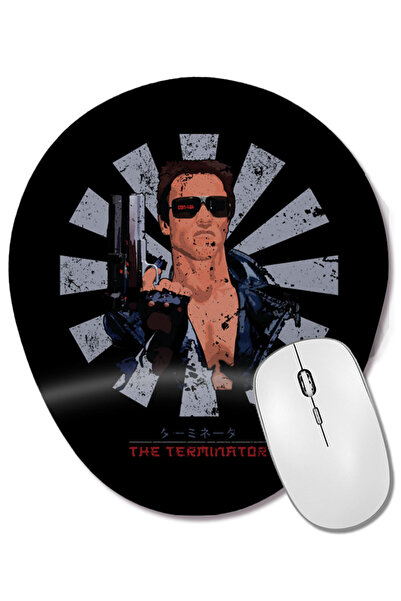 BASKI DÜNYASI Mouse Pad oval retro japonez Terminator cu suport pentru închei...