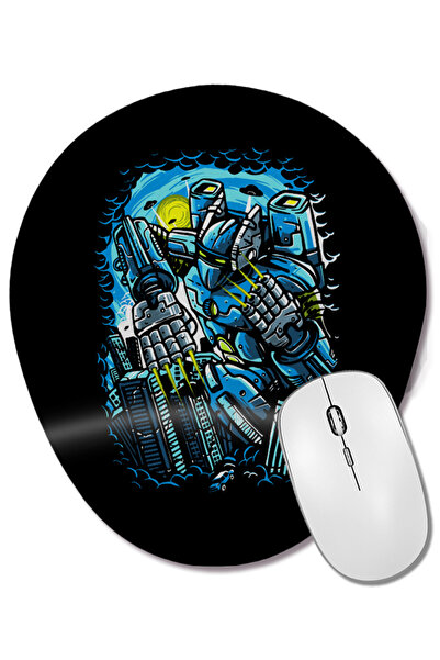 BASKI DÜNYASI Mouse Pad oval futurist cu robot Destroy The City, cu suport pe...