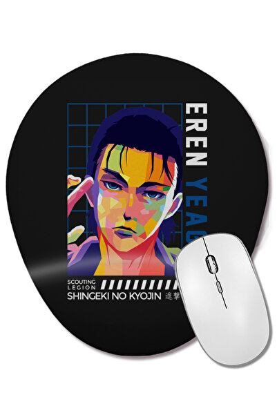 BASKI DÜNYASI Attack On Titan Eren Yeager Mouse Pad oval cu suport pentru înc...