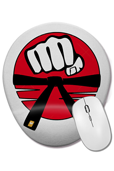 BASKI DÜNYASI Mouse Pad oval Black Belt cu suport pentru încheietura mâinii