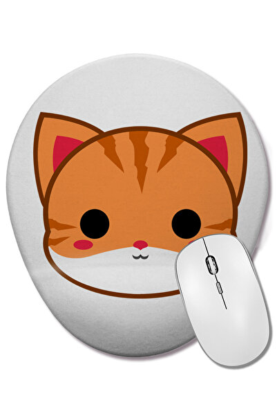 BASKI DÜNYASI Mouse Pad oval cu pisică drăguță Ginger, cu suport pentru înche...