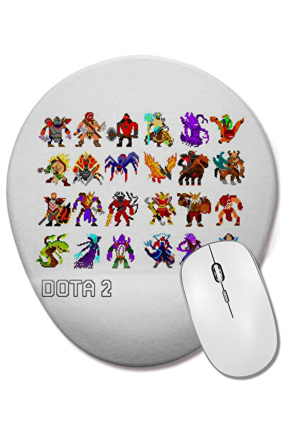 BASKI DÜNYASI Mouse Pad oval Dota 8Bits cu suport pentru încheietura mâinii