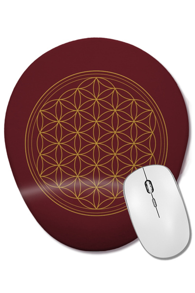 BASKI DÜNYASI Mouse Pad oval Flower Of Life cu suport pentru încheietura mâinii