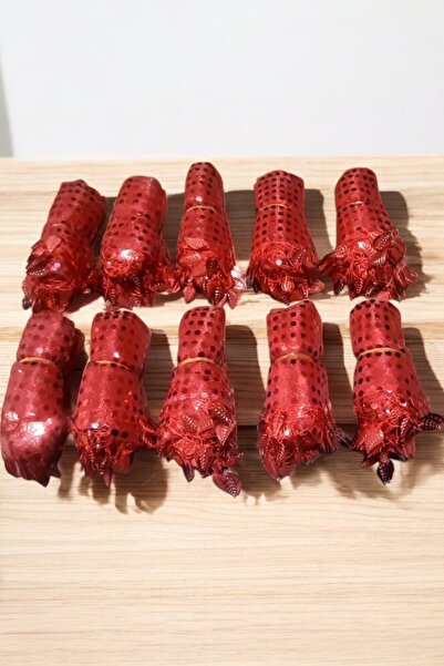 Ahsen Ambalaj Kırmızı Halay Mendili, Gelin Mendili, Pullu Halay Mendili 10 Adet