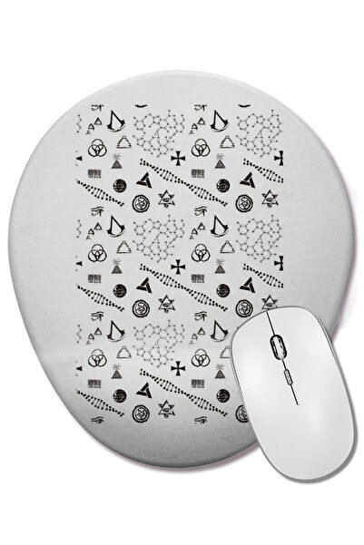 BASKI DÜNYASI Mouse Pad oval cu suport pentru încheietura mâinii, cu logo Desmond Miles, Subiectul 17