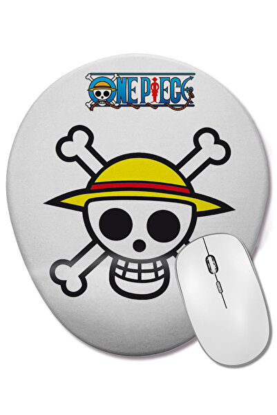 BASKI DÜNYASI Mouse Pad oval One Piece Jolly Roger cu suport pentru încheietu...