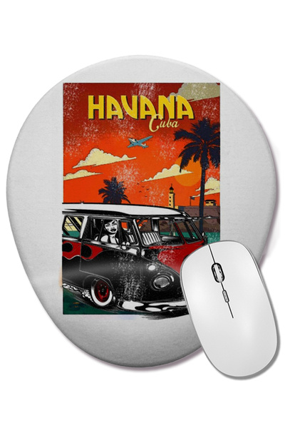 BASKI DÜNYASI Mouse Pad oval Volkswagen Kombi Havana cu suport pentru încheie...