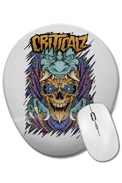 BASKI DÜNYASI Criticalz Skull Tribal Οβάλ ποντίκι με υποστήριξη καρπού
