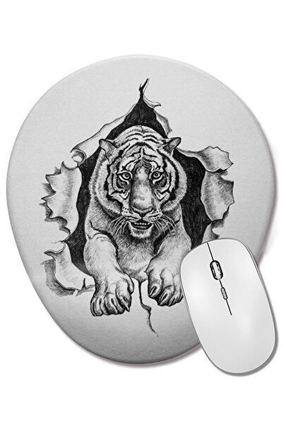 BASKI DÜNYASI Mouse Pad oval Espirito De Tigre cu suport pentru încheietura m...