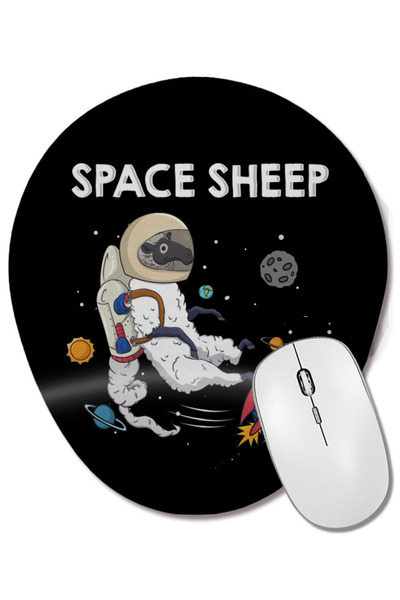 BASKI DÜNYASI Space Sheep Awesome Astronaut Galaxy Explorer Mouse Pad oval cu...