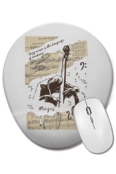 BASKI DÜNYASI Mingus_Partitura Mouse Pad oval cu suport pentru încheietura mâ...