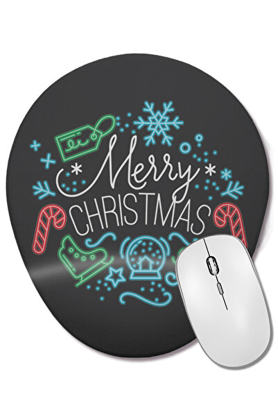 BASKI DÜNYASI Anul Nou Concept de Crăciun Fericit 016 Mouse Pad oval cu supor...