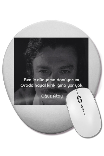 BASKI DÜNYASI Ovalna podloga za miša Oğuz Atay Söz 06 sa podrškom za zglob