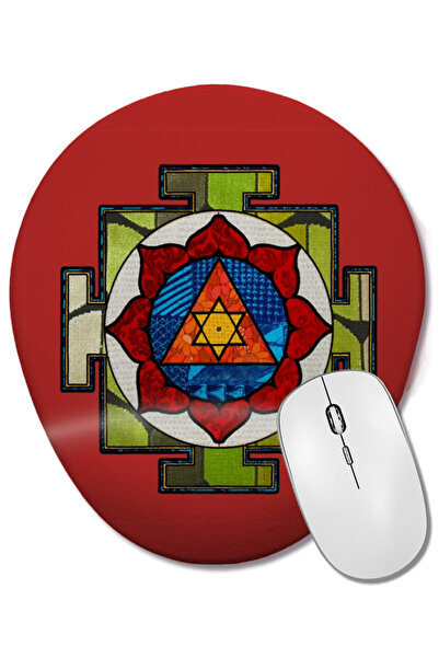 BASKI DÜNYASI Mouse Pad oval Ganesha Yantra cu suport pentru încheietura mâinii