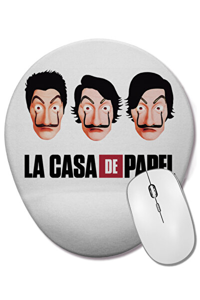 BASKI DÜNYASI La Casa De Papel 02 Ovalna podloga za miša sa podrškom za zglob