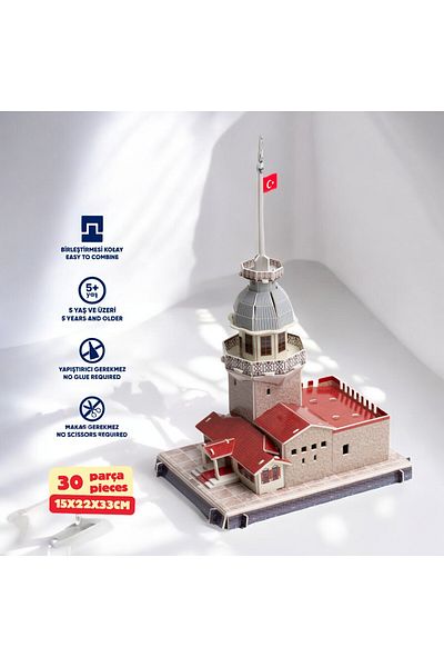 tugceshopping Maiden's Tower 3D Educational Puzzle 3D Paper Puzzle Jigsaw Puzzle 30 Pieces