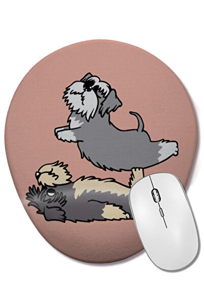 BASKI DÜNYASI Acroyoga Schnauzer Pug Dog Mouse Pad oval cu suport pentru încheietura mâinii