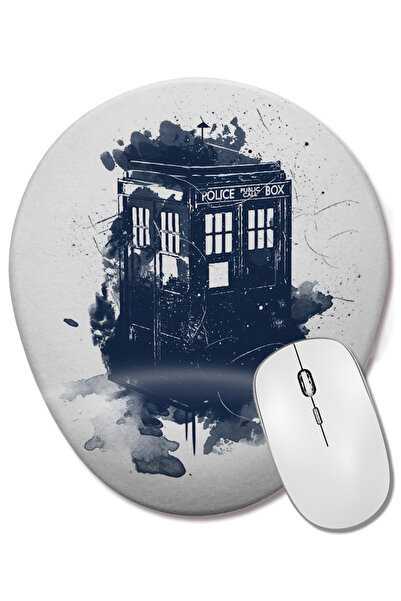 BASKI DÜNYASI Mouse Pad oval în stil Doctor Who Tardis Splash cu suport pentr...