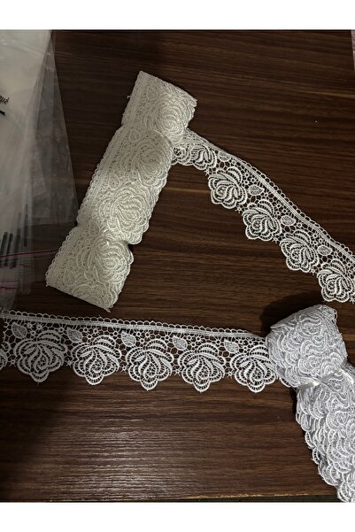 Butik İmza tekstil gül desen Güpür klasik oya model topu 9 metre Fransız dant...