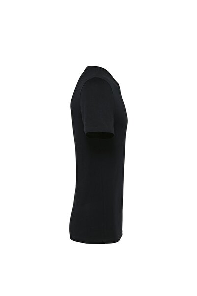 LACKH Чоловіча мода Чорна пряма футболка, зручна для літа, швидко сохне, з короткими рукавами, еластична тканина