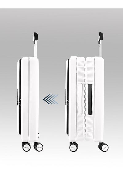PARAJOHN Foldable PP Cabin Luggage – Lightweight 20 inch Trolley Bag , 8-Wheel Spinner, TSA Lock - White