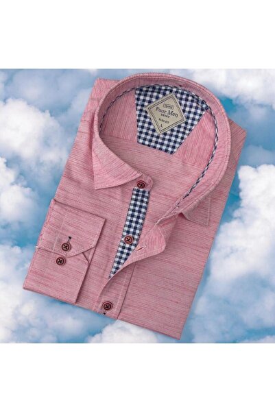 EREN STYLE Pamuk paketa ružičaste muške košulje dugih rukava ( Slim fit uzorka)