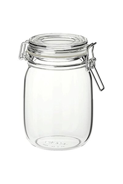 IKEA Quick Glass Jar with Lid Height: 16 cm Sealed with Lock Seal 1 Liter