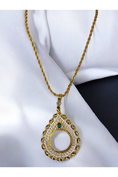 stainless steell Nephthys Yarım Altın Çerçeveli Kolye (Altın Kaplama)