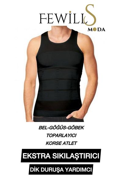 FEWİLLS MODA Men's Corselet Athlete Chest-Belly and Waist Recovery Stiffener