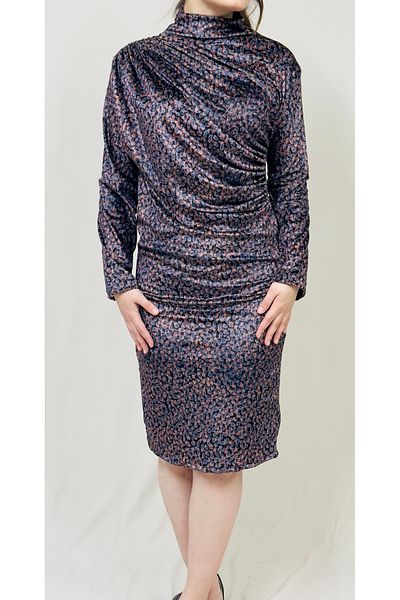 MODA Women Velvet Patterned Drawstring Dress