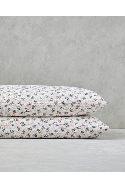 English Home Crispy Dots Easy-Iron Μαξιλαροθήκη 2 τεμαχίων 50x70 cm Πράσινο-Πορτοκαλί