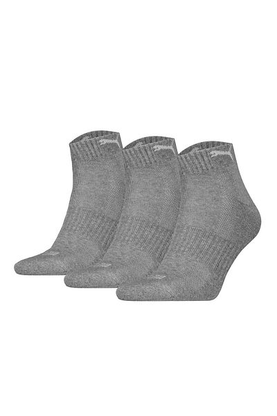 Puma Unisex Quartersocken, 3er Pack - Cushioned Quarter 3P, Logo, einfarbig