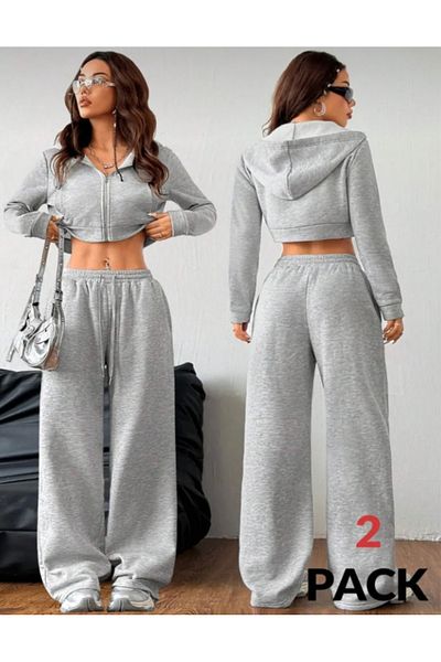 LACKH 2 BUCĂȚI PANTALONI DE ANTRENAMENT LĂȚIȚI DREPTI, FĂRĂ IMPRIMARE, GRI, FLEXIBIL, CONFORTABLE