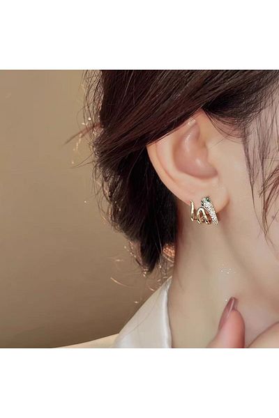 İPAR AKSESUAR Zircon Filled Snake Metal Gold Earring