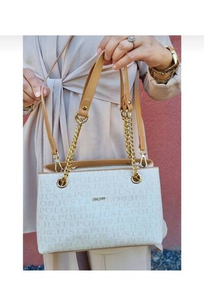 Just Polo حقيبة كتف نسائية بنية من جست بولو مع سلسلة قابلة للتعديل بحزام طويل...