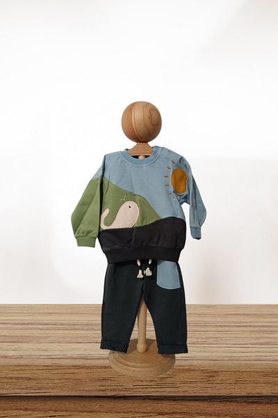 Baby s Breath Flower Baby Boy Whale Patterned Bottom Top Tracksuit Pajamas Bottom Top Set 100% Cotton Baby Boy Outfits