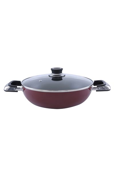 ROYALFORD RF2949 Aluminium Wok Pan with Glass Lid | 30 CM