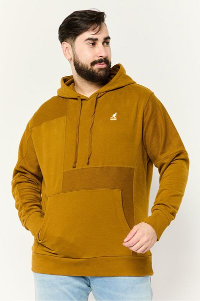 Kangol Men Hooded Embroidered Logo Long Sleeves Sweatshirt, Dark Olive