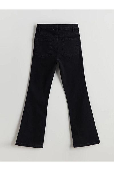 LC Waikiki Lcw Kids Black Girls' Jeans Pants with Adjustable Elastic Waist