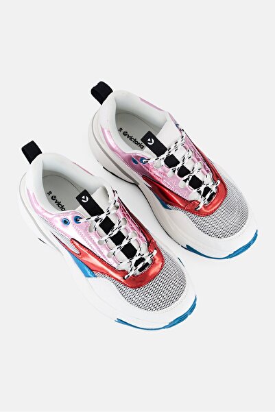 Victoria Women Metallic Lace Up Casual Shoes, White