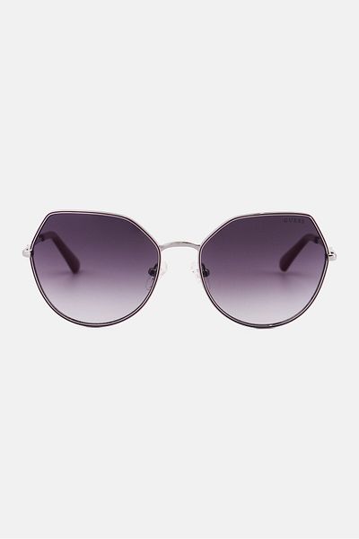 Guess Women GU786708B58 Hexagon Sunglasses, Shiny Black