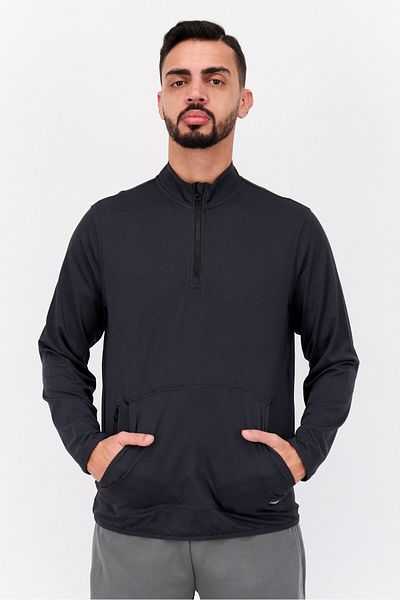 Hurley Men Mid Collar Plain Long Sleeves Sweatshirt, Black
