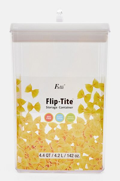 Felli Rectangle Flip Tite Storage Container 4200ml, Transparent/white
