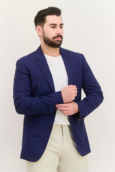 Tommy Hilfiger Men Slim Fit Solid Blazer, Navy